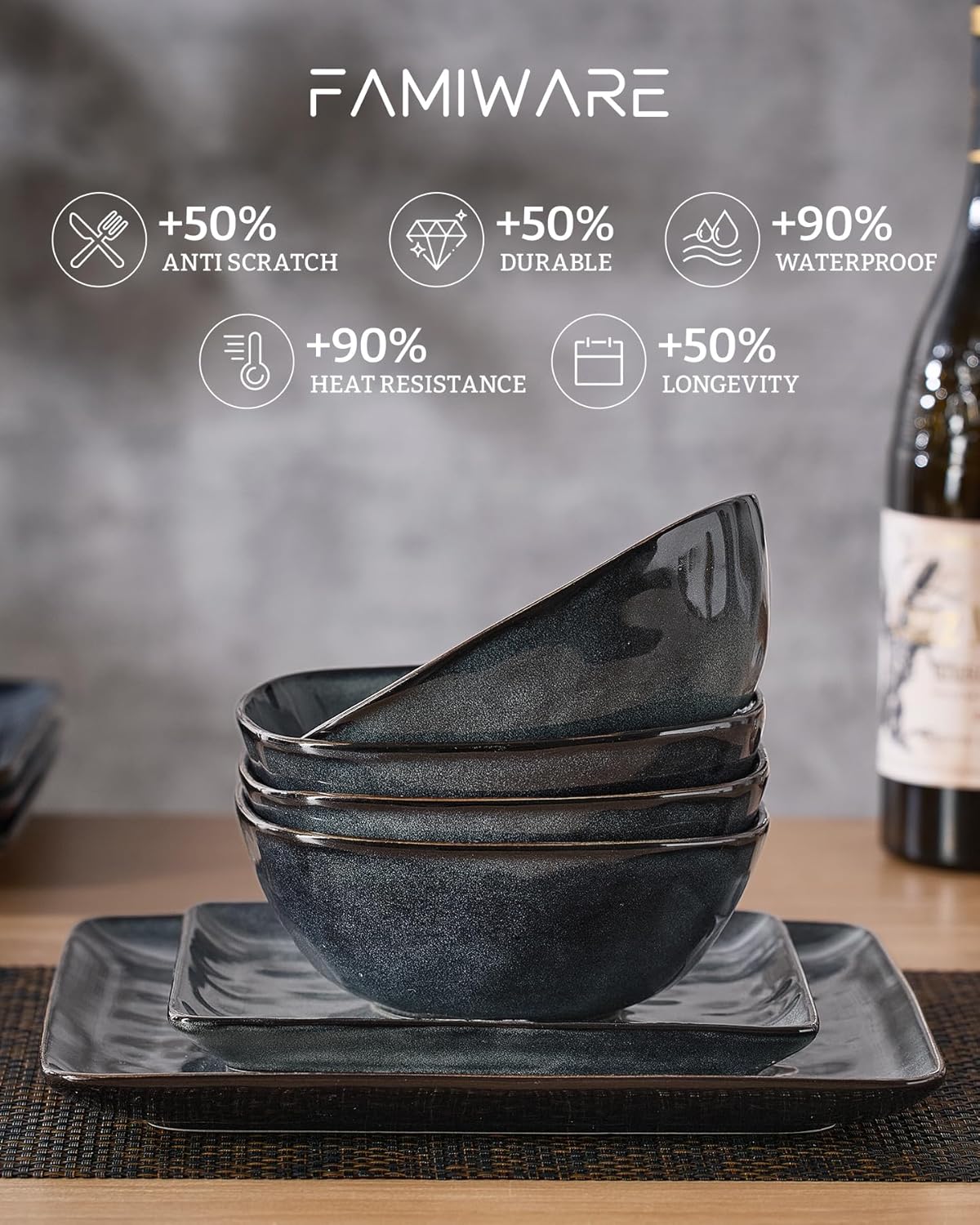 Oceanic Square 18-Piece Dinnerware Set