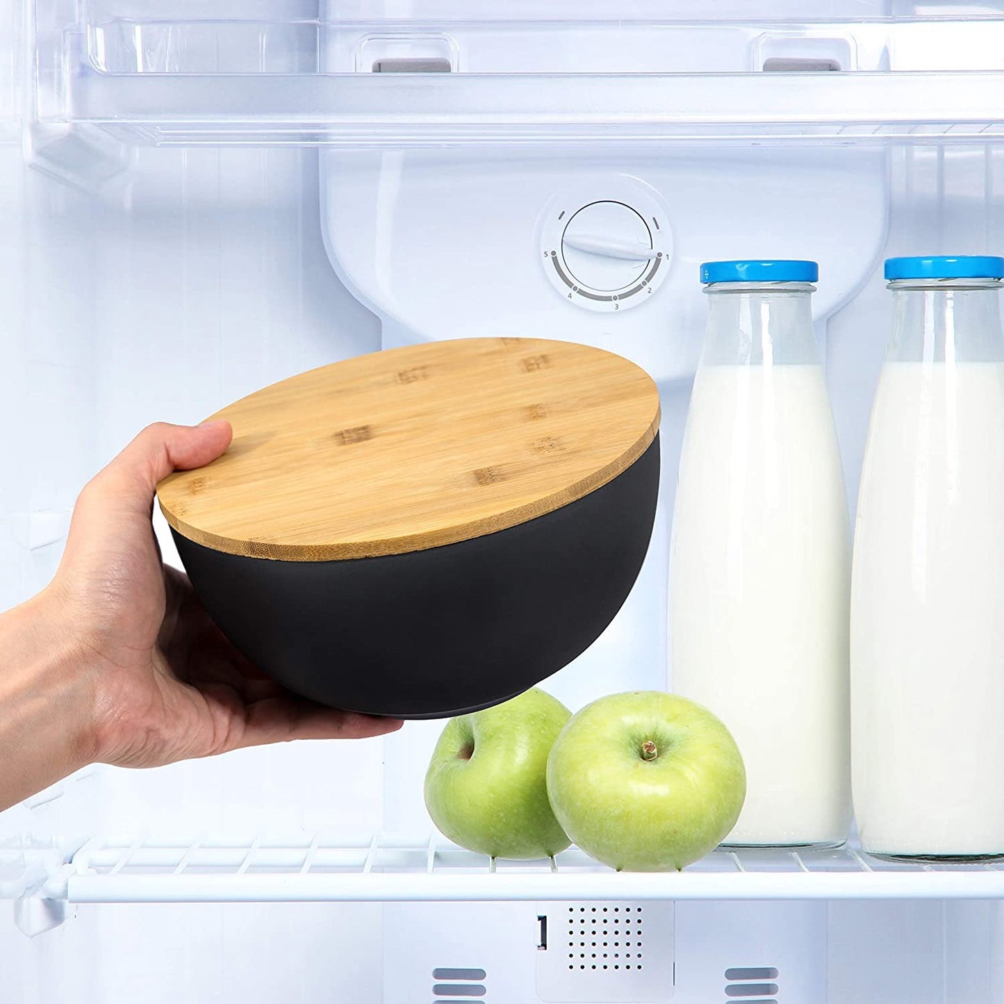 3-Piece Large Salad Bowl Set with Bamboo Lids