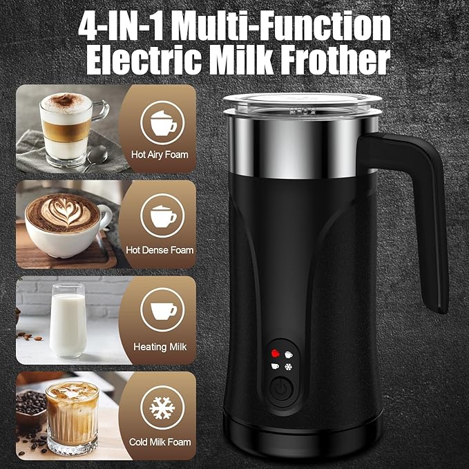 Ovetedot 4-in-1 Quiet Milk Frother & Steamer