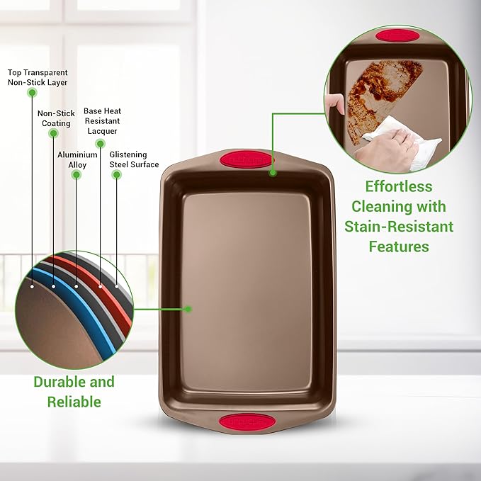 Deluxe NutriChef 5-Piece Baking Set - Gold & Red Silicone