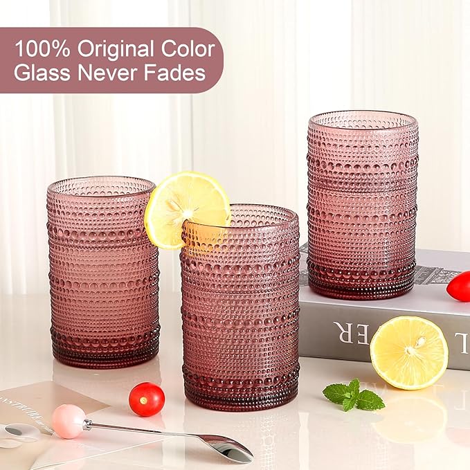 Vibrant Hobnail Glassware Set - 6pcs, 14.5oz