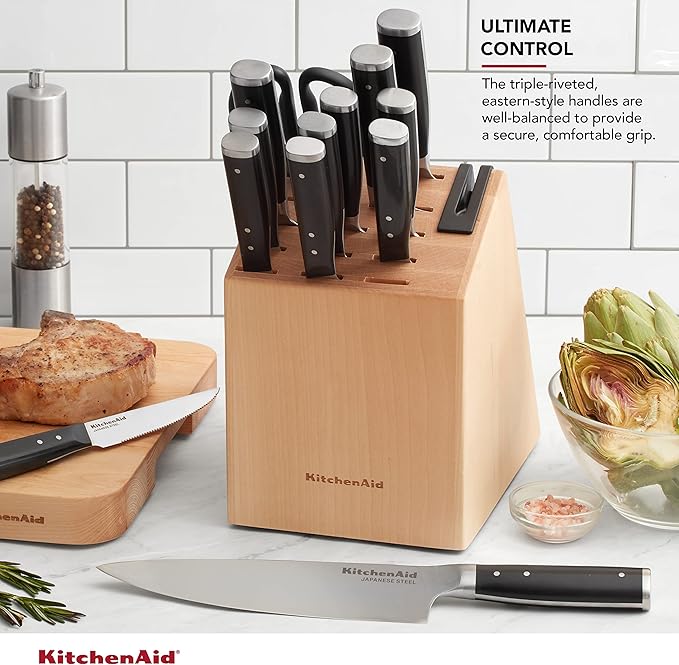 KitchenAid 14-Piece Stainless Steel Knife Set with Sharpener