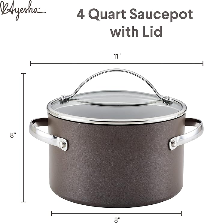 Ayesha Curry 4-Qt Nonstick Hard Anodized Saucepot