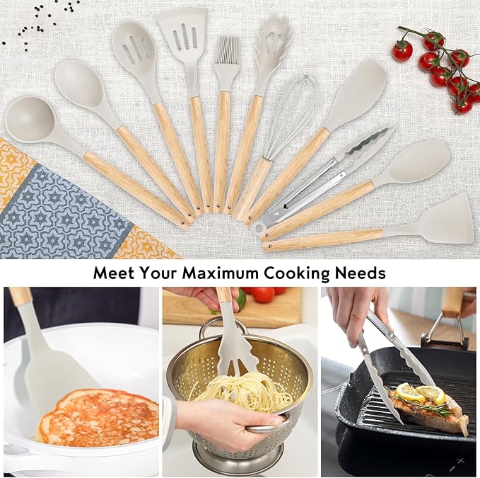 CADABY 19-Piece Professional Kitchen Set with Block & Silicone Utensils