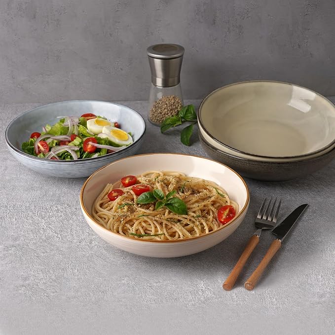 Tempus Stoneware Pasta Bowl Set - 40 oz Dark Olive