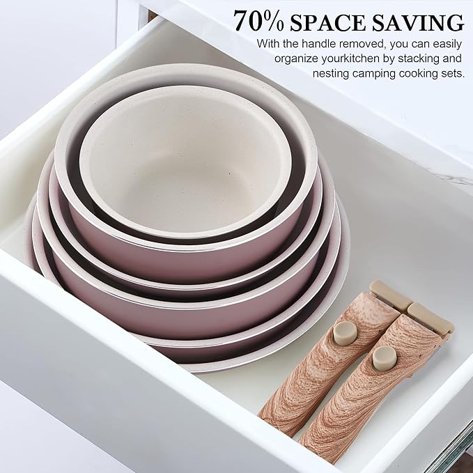 YIIFEEO Detachable Cookware Set - Nonstick and Oven Safe