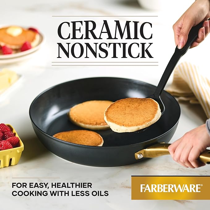 Farberware 12.25" Gold-Accent Ceramic Nonstick Skillet