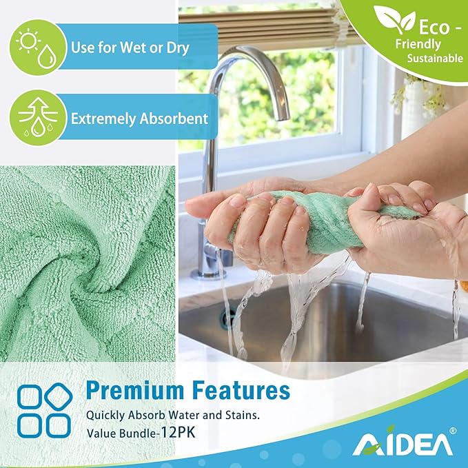 AIDEA Absorbent Microfiber Dishcloths 12 Pack