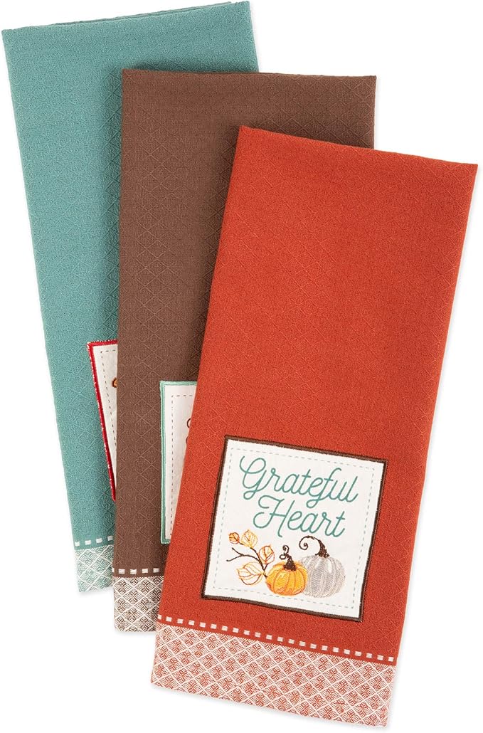 DII Embellished Autumn Dish Towels 3-Pack 18x28
