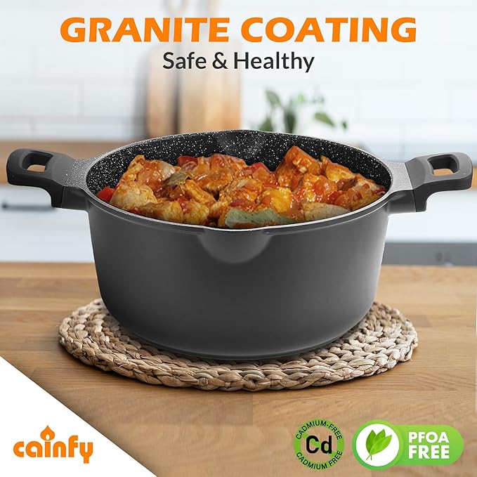 9.5'' Granite-Coated Non Stick Casserole Pot - Ergonomic Handle, Induction Ready