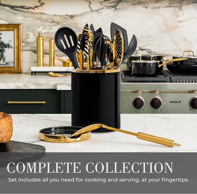 Chic Black & Gold 13-Piece Kitchen Set
