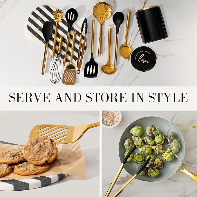 Chic Black & Gold 13-Piece Kitchen Set