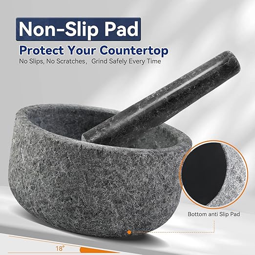 Koville Premium African Granite Grinding Set 6.3" for Kitchen