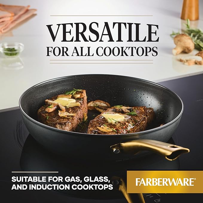 Farberware 12.25" Gold-Accent Ceramic Nonstick Skillet