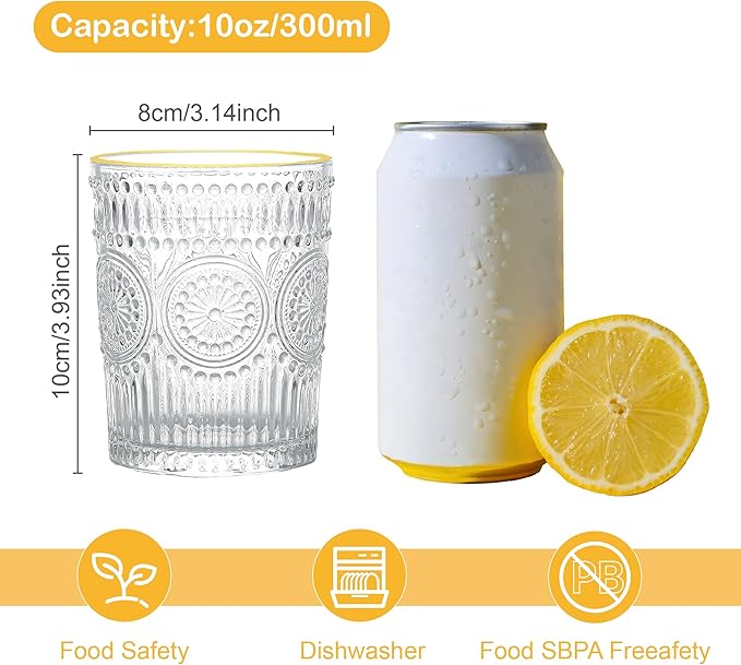 GoldRim Sunflower 10 oz Glass Set