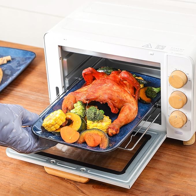 Vicrays Elegant Ceramic Serving Platters - Set of 3 Blue