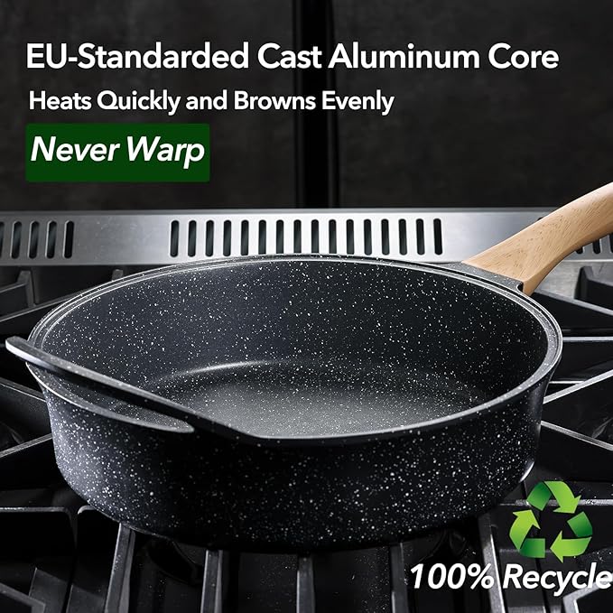 GraniteMagic 4.5 QT Nonstick Deep Pan with Lid