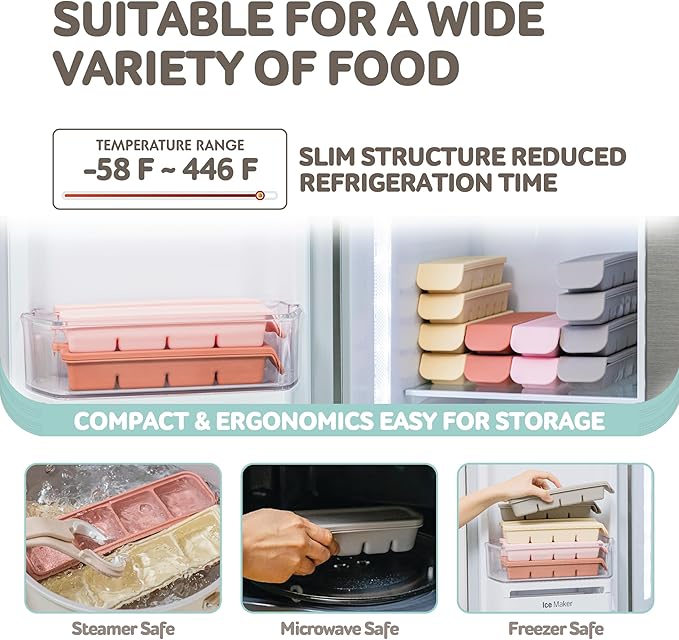 Silicone Baby Food Storage Tray with Leakproof Lid - 12 Section, BPA-Free