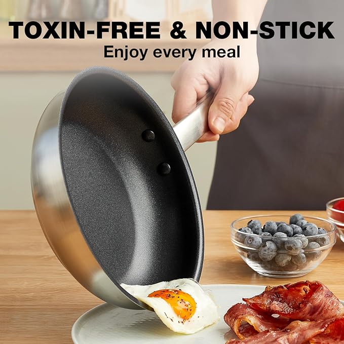 CS Pro Stainless 8 Inch Skillet with Cool Handle