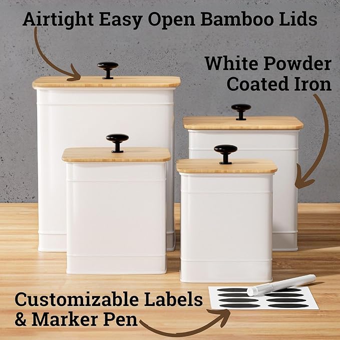 Chalkboard Label Kitchen Canister Set with Airtight Lids