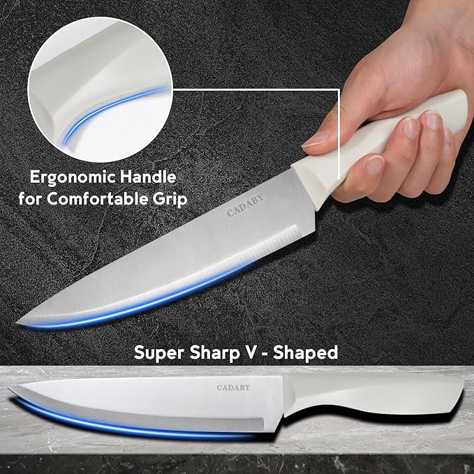 CADABY 19-Piece Professional Kitchen Set with Block & Silicone Utensils