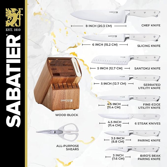 Sabatier 15-Piece Precision Edge Knife Set with Acacia Block