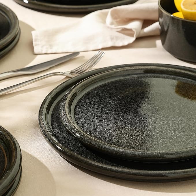 Eden Charcoal 12-Piece Stoneware Dinner Set