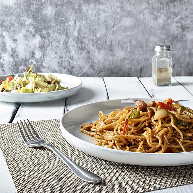 Marbly 8-Inch Ceramic Salad Plates - Set of 4, Microwave Safe