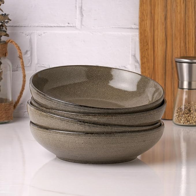 Tempus Stoneware Pasta Bowl Set - 40 oz Dark Olive
