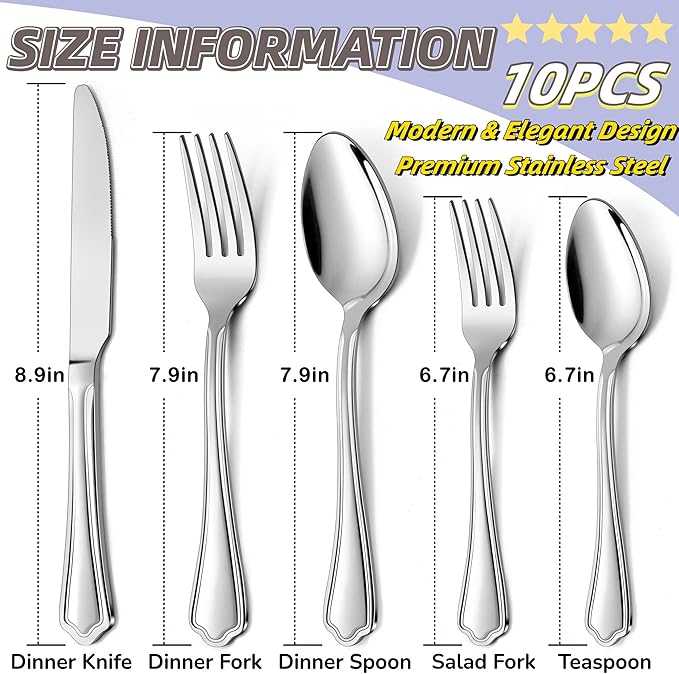 ScallopEdge 10-Piece Stainless Flatware Set