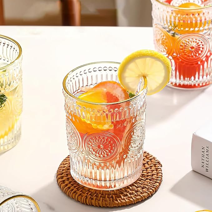 GoldRim Sunflower 10 oz Glass Set