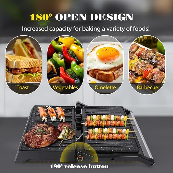 Aigostar 1200W 3-in-1 Panini Press & Indoor Grill