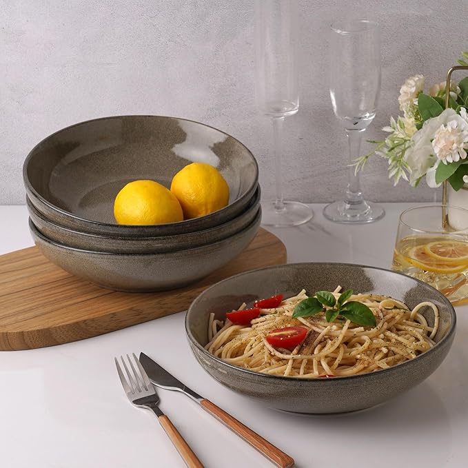 Tempus Stoneware Pasta Bowl Set - 40 oz Dark Olive