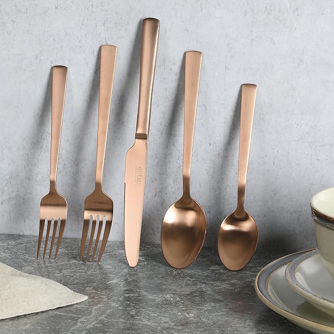 Gibson Elite 20-Pc Matte Rose Gold Flatware Set - Stainless Steel