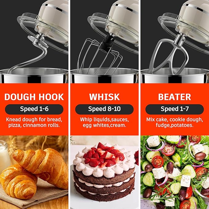 ZZR SEVEN 300W Kitchen Stand Mixer with Stainless Steel Bowl