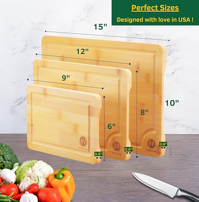Bamboo Trio Cutting Boards | Non-Toxic and Handle-Equipped