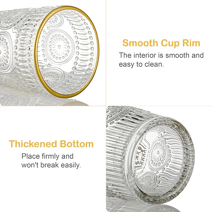 GoldRim Sunflower 10 oz Glass Set