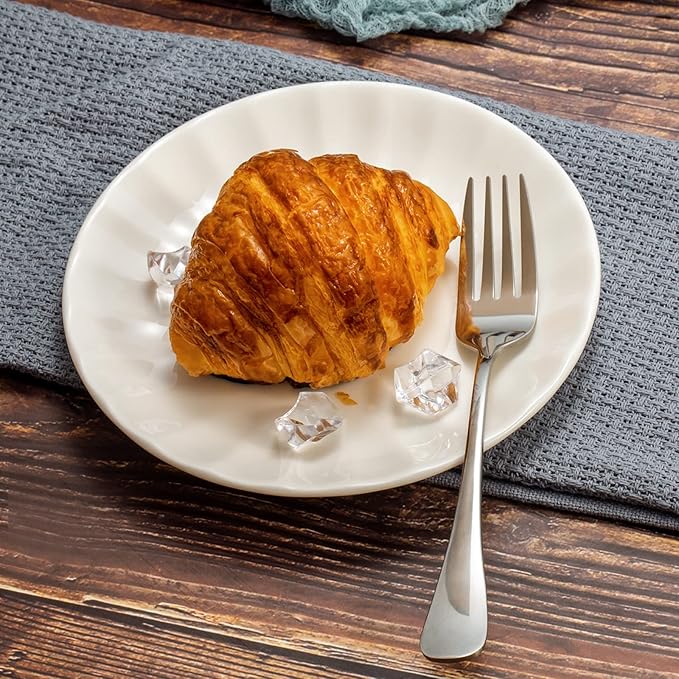 SANTUO Elegant Dessert Forks - 12pc Mirror Polish Stainless Steel Set