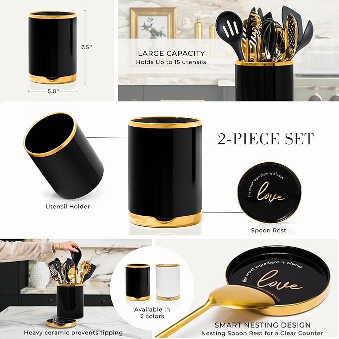 Chic Black & Gold 13-Piece Kitchen Set