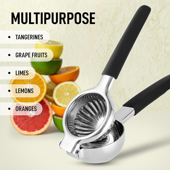 Zulay Pro Stainless Steel Lemon Squeezer - Manual Citrus Juicer with Heavy Duty Metal Bowl