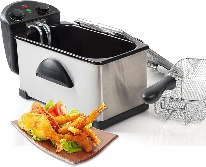MegaChef 3.17Qt Stainless Deep Fryer with Temp Control
