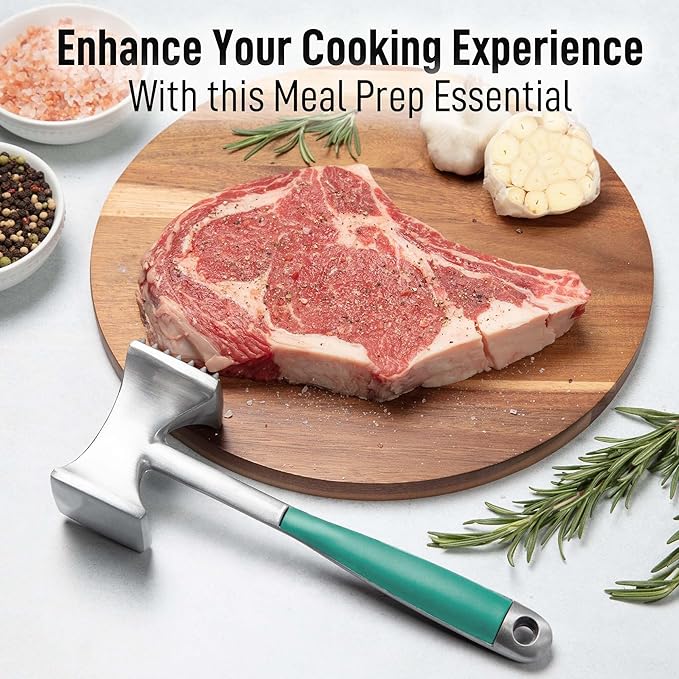 Zulay Dual-Sided Meat Hammer - Comfort Grip & Heavy Duty - 10" Red