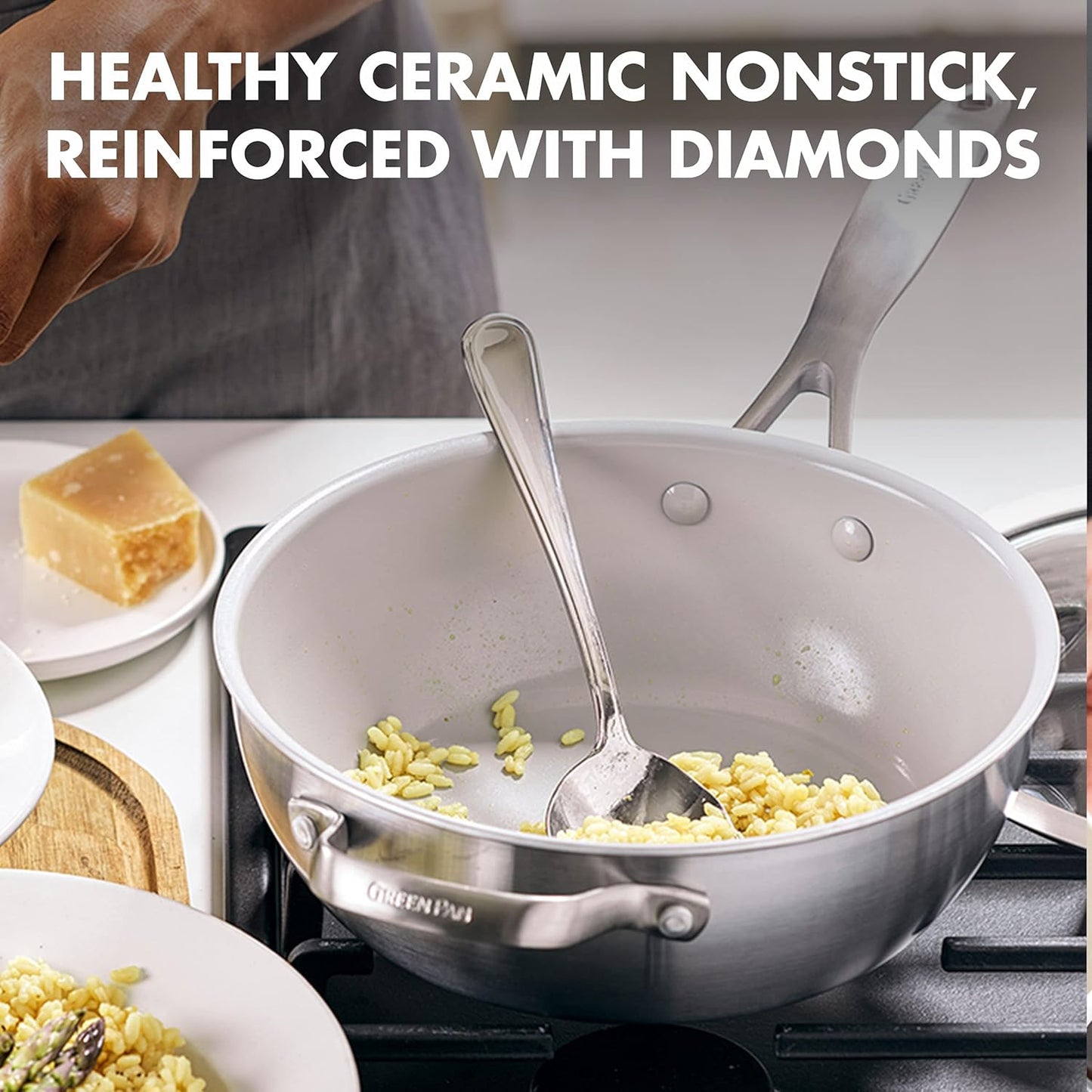 GreenPan Venice Pro 1.7QT Tri-Ply Ceramic Nonstick Saucepan