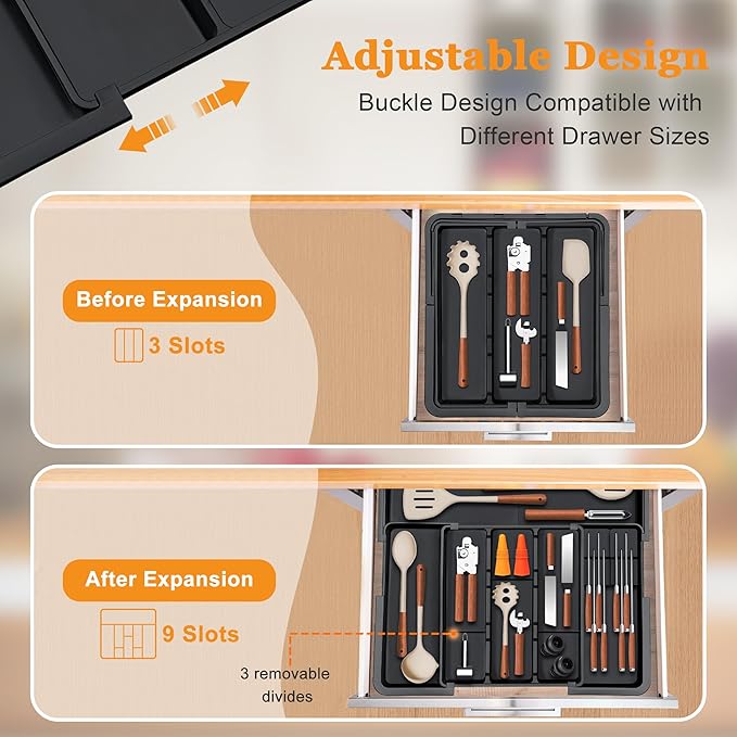 Expandable Kitchen Utensil & Knife Organizer