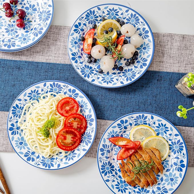 Blue Flora 6-Piece Melamine Plate Set