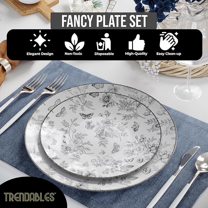 Elegant Disposable Plate Set - 40 ct for 20 Guests