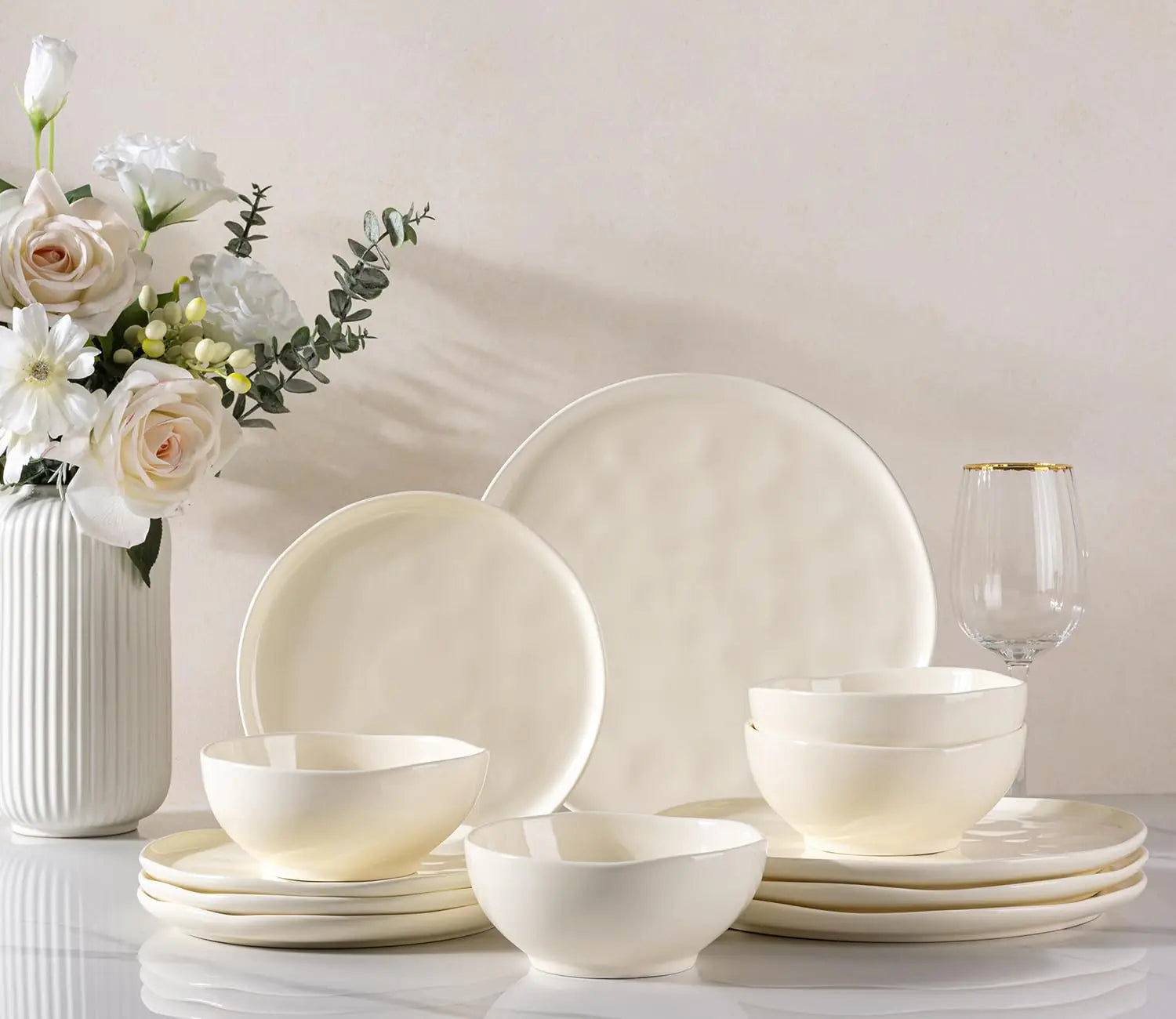 GBHOME 12-Piece Artisan Ceramic Dinner Set