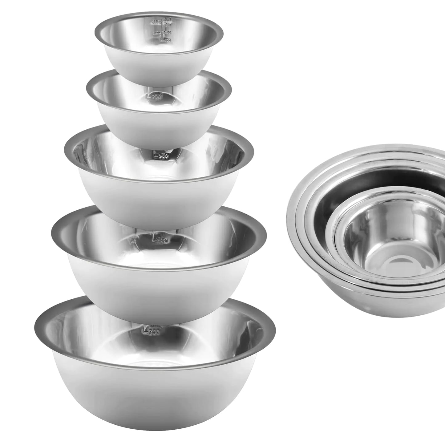 SteelChef 5-Piece Stainless Mixing Bowls