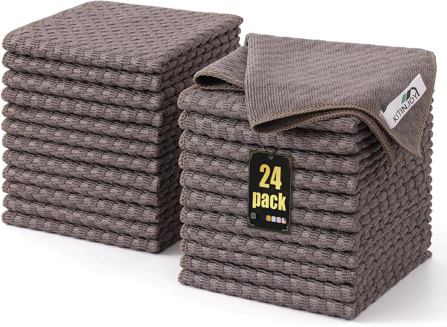 Kitinjoy UltraSoft Microfiber Towels 24 Pack - Scratch-Free Cleaning Rags