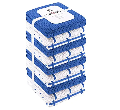 CottonWaffle 12-Pack Kitchen Towels - Durable & Quick-Dry